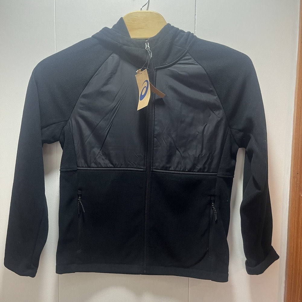 ASICS Knit Fleece Black Full Zip Hoodie Jacket Men's Size Medium NEW - Picture 2 of 6